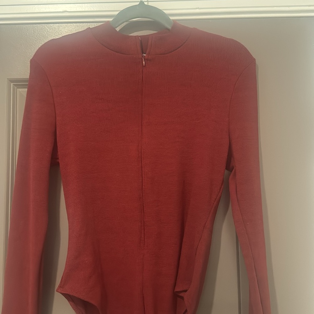 Burgundy Zip Bodysuit - Picture 2 of 3